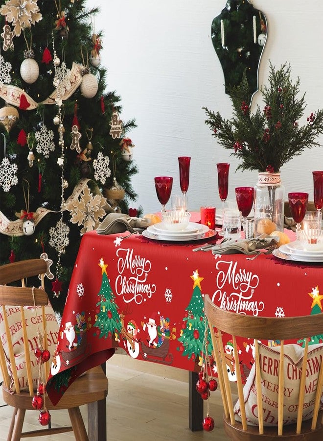 Leislam Christmas Tablecloth, 2PCS Disposable Red Plastic Tablecloth, 54 x 108 Inch Christmas Decorations Table Cloth, Xmas Tree Snowman Table Cover for Rectangle Tables for Xmas Holiday Party Favors Supplies - Image 4